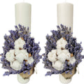 Short wedding candles with cotton and lavender