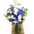 Lumanare botez hortensie albastra