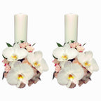 Lumanari cununie scurte minirose si bumbac