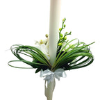 Phalaenopsis orchid baptism candle - elegant floral arrangement