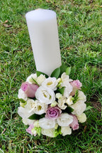 Lumanari nunta scurte trandafiri lila