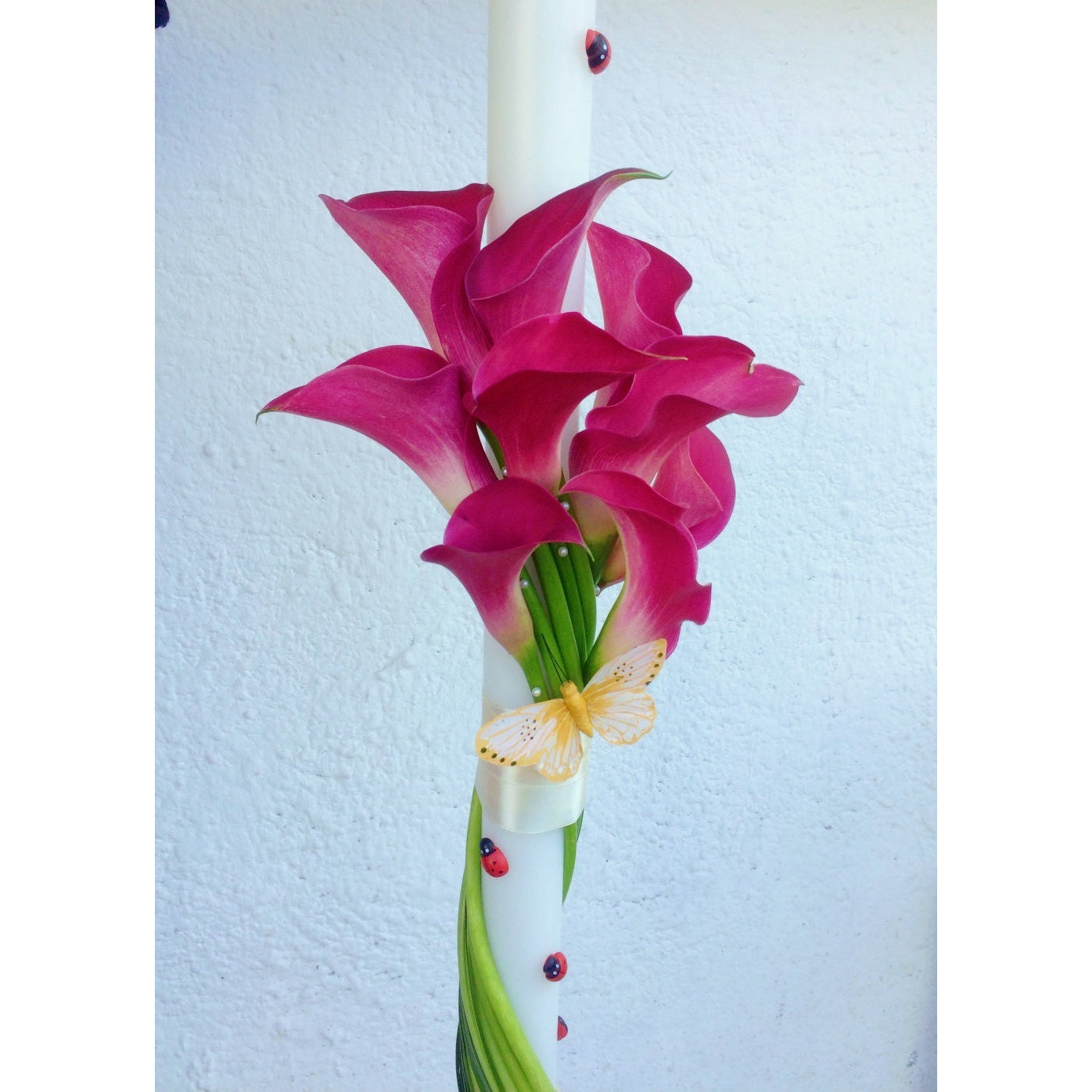 Baby girl baptism candle pink way