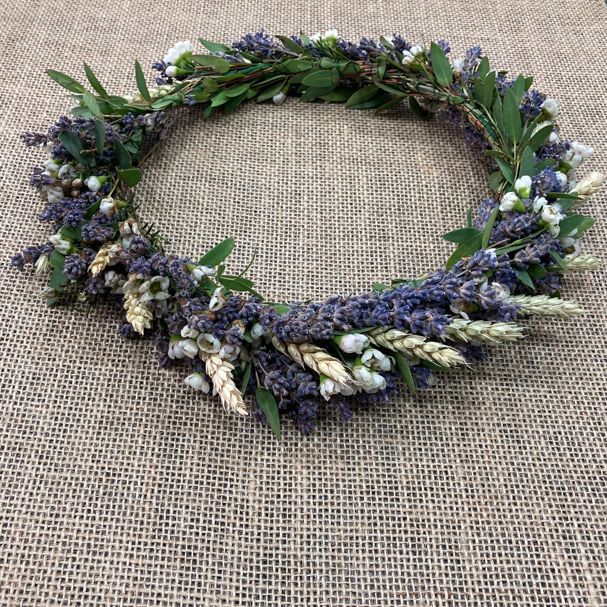 Coronita flori naturale lavanda si spice de grau