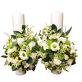 Lumanari cununie scurte flori albe