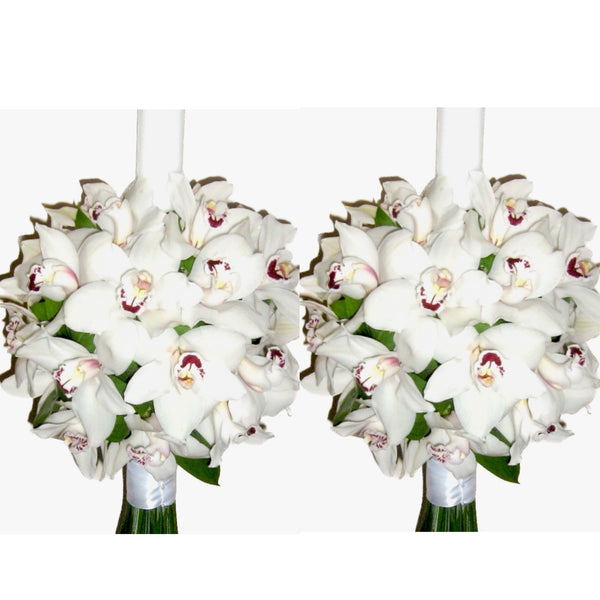 Cymbidium white orchid wedding candles