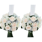 Lumanari nunta cu trandafiri crem si frezii