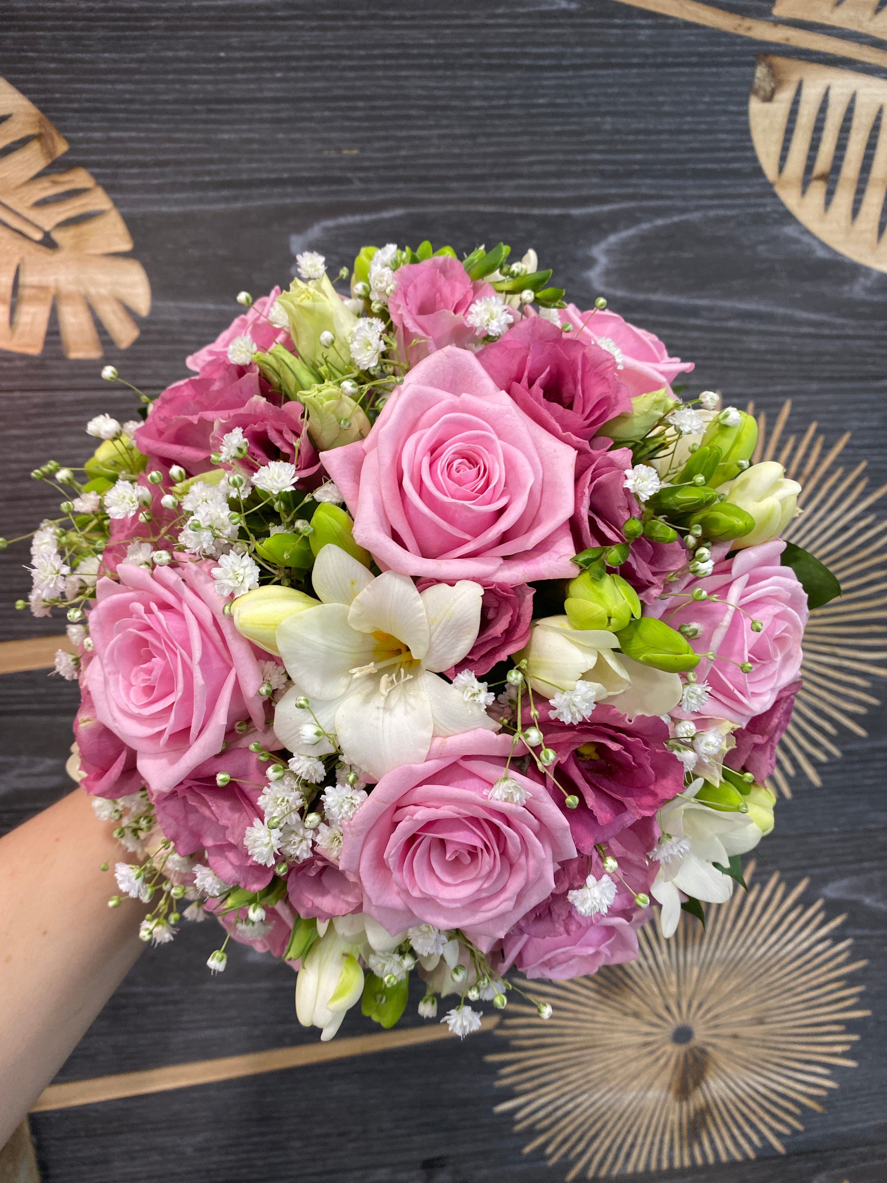 Buchet cununie lisianthus roz