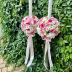 Lumanari de cununie cu hortensie, frezii, lisianthus si minirose