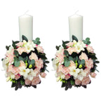 Lumanari nunta scurte minirose roz