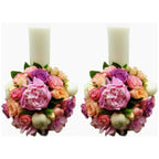 Lumanari cununie scurte bujori, minirose si trandafiri