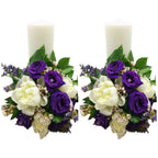 Lumanari nunta scurte bujori si lisianthus