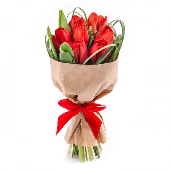 Buchet lalele rosii -  flori de primavara, flori pentru martisor, pret special