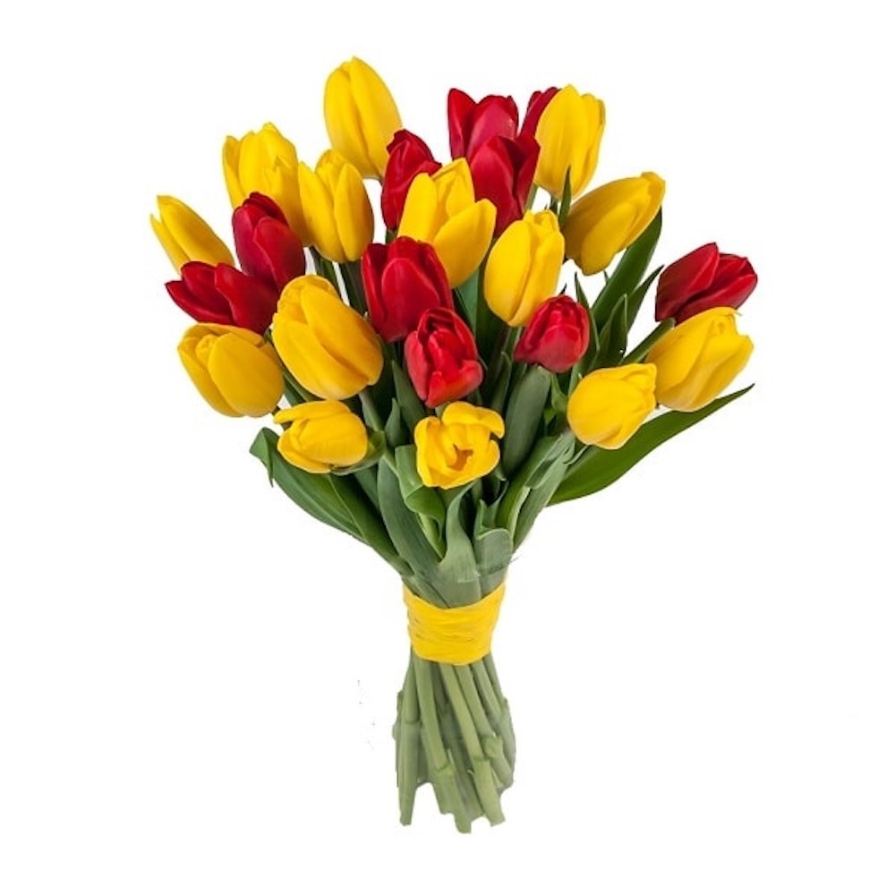 Buchet lalele rosii si galbene, florarie online, livrare in Bucuresti!