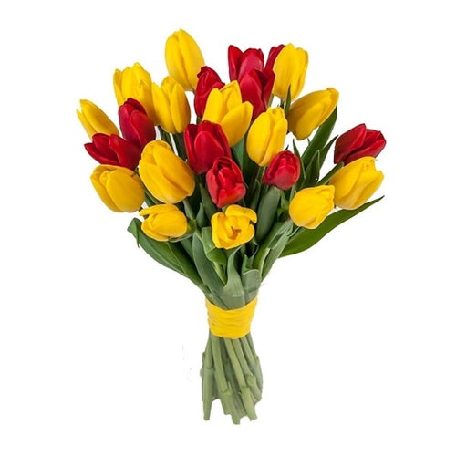 Buchet lalele rosii si galbene, florarie online, livrare in Bucuresti!