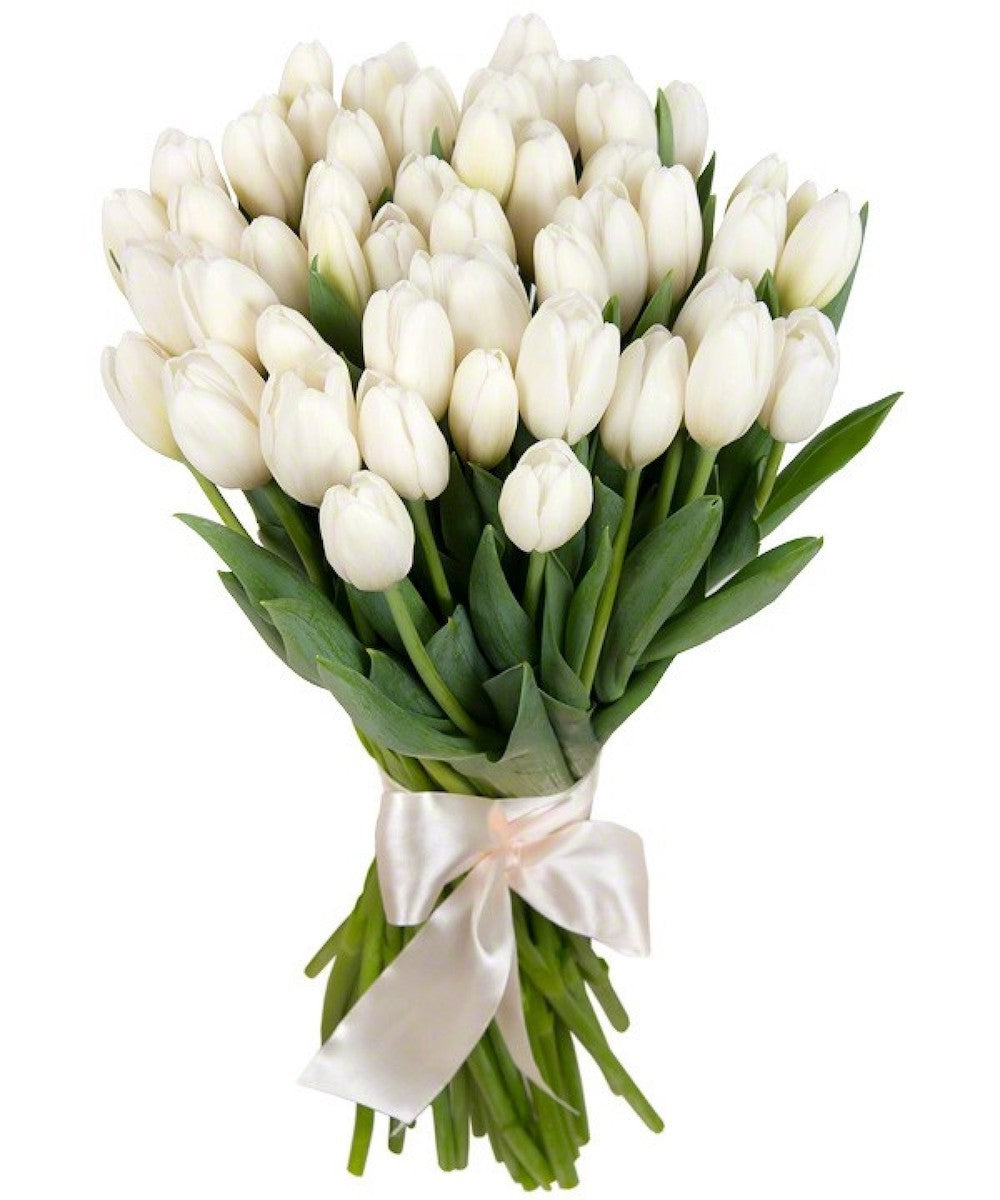 Buchet lalele albe, flori de primavara, pret  si livrare Bucuresti!