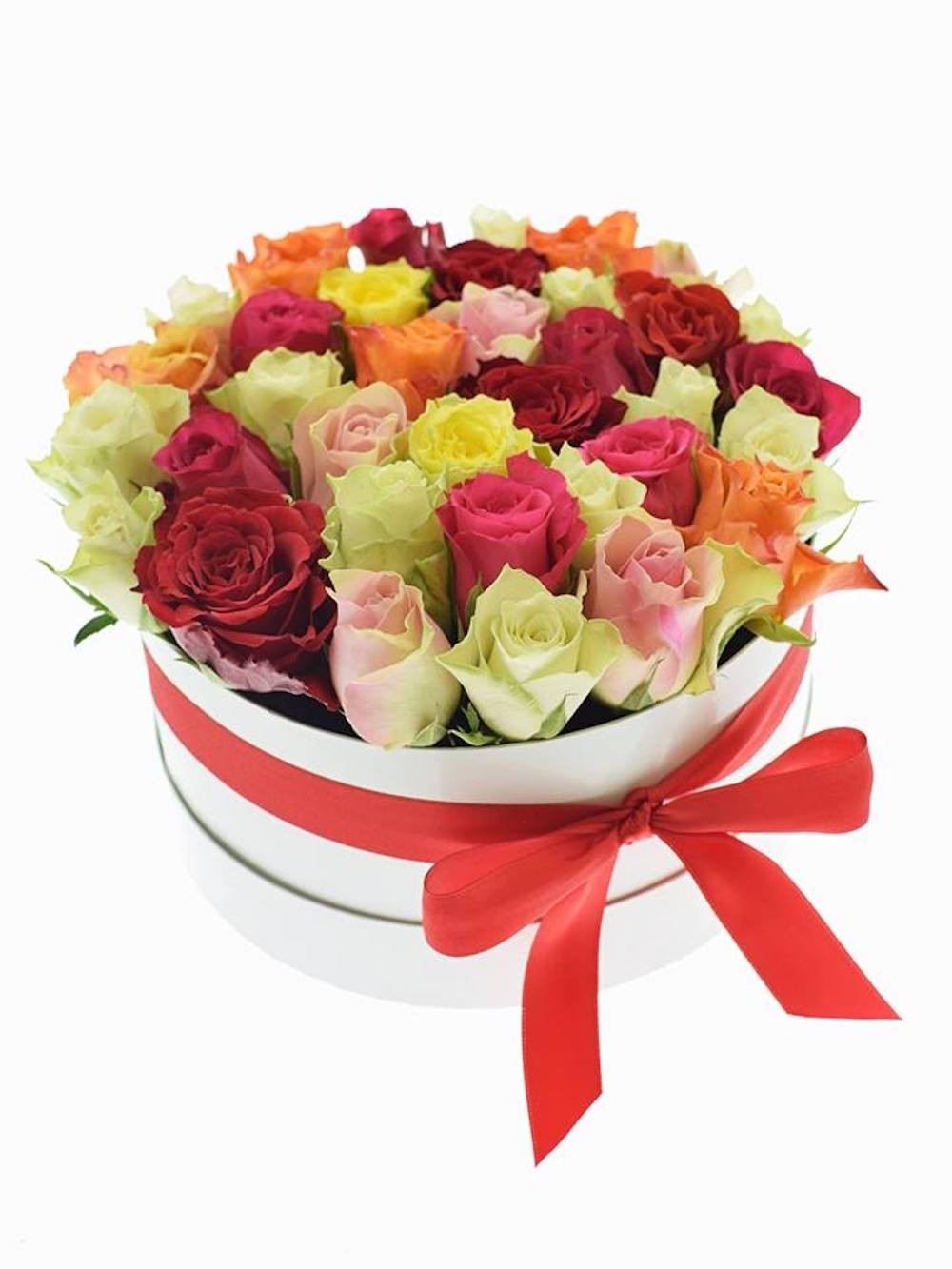 Trandafiri in cutie rotunda, pret special, florarie online Bucuresti!