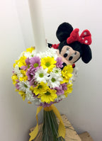 Lumanare botez margarete colorate si jucaria Minnie