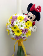 Lumanare botez margarete colorate si jucaria Minnie