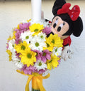 Lumanare botez margarete colorate si jucaria Minnie