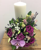 Lumanari nunta scurte lavanda si lisianthus - preturi imbatabile!