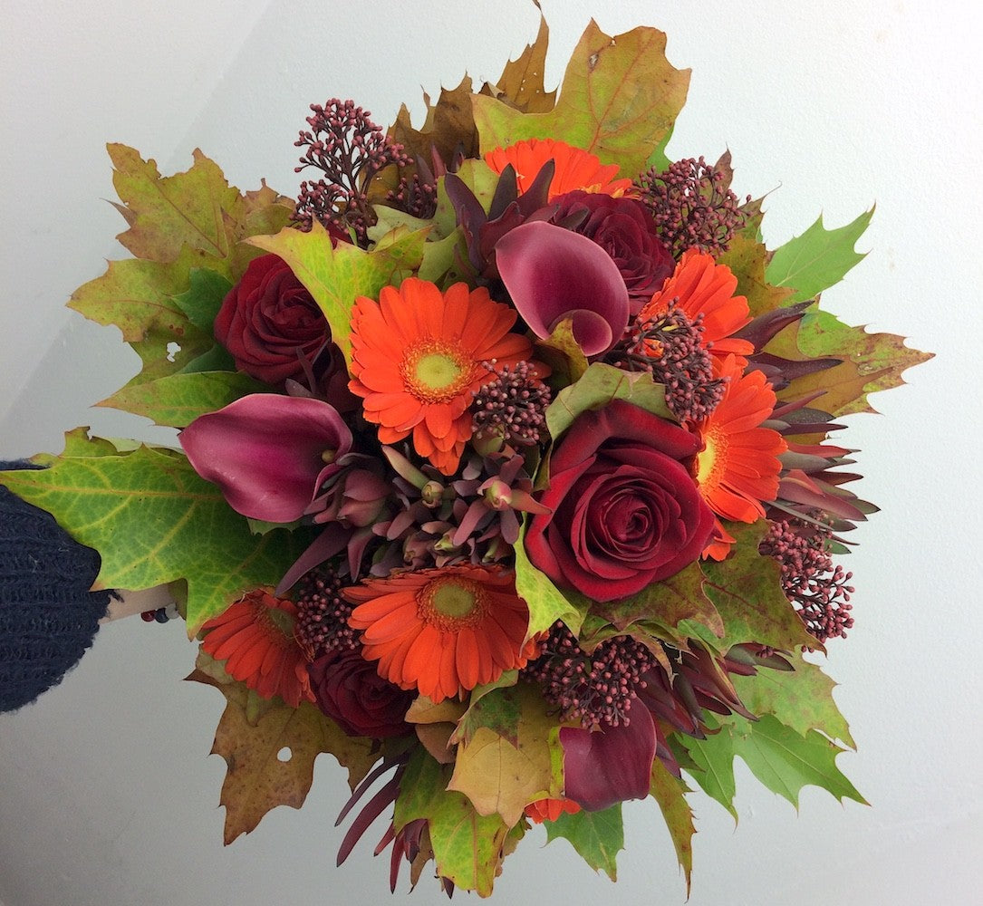 Buchet mireasa sau cununie in culori de toamna / iarna