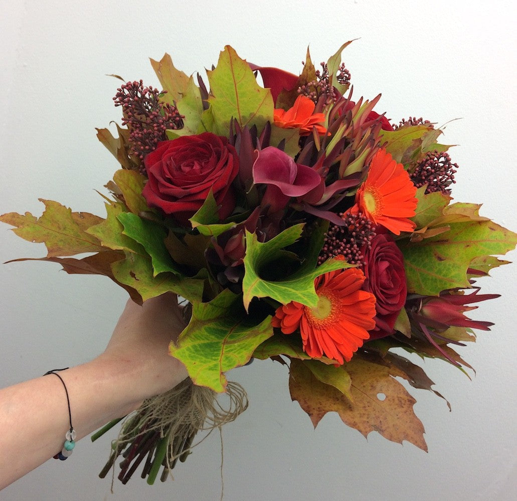 Buchet mireasa sau cununie in culori de toamna / iarna