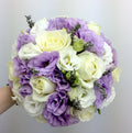 Buchet mireasa lisianthus lila si lavanda