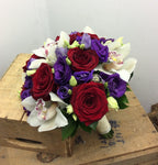 Buchet cununie trandafiri rosii si orhidee, flori naturale, florarie online