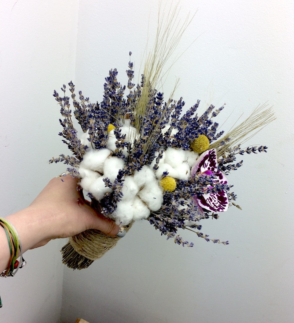 Buchet cununie rustic spice de grau si bumbac