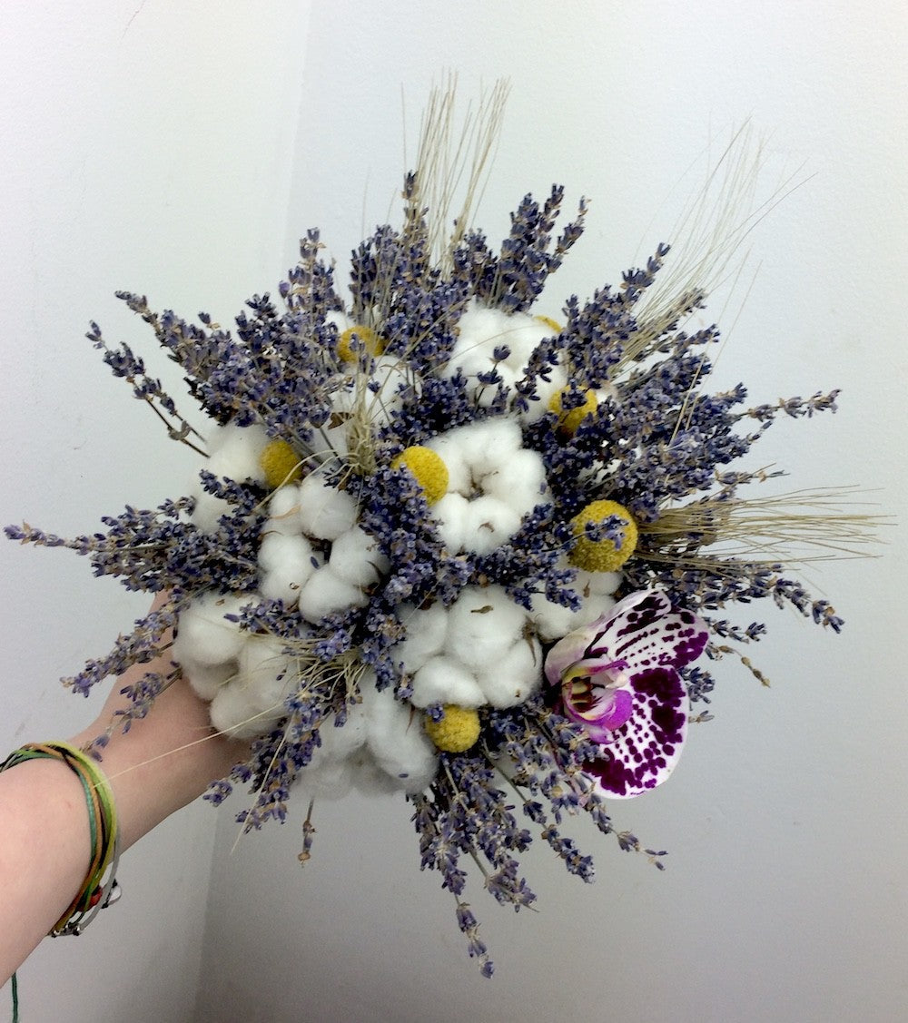 Buchet cununie rustic spice de grau si bumbac