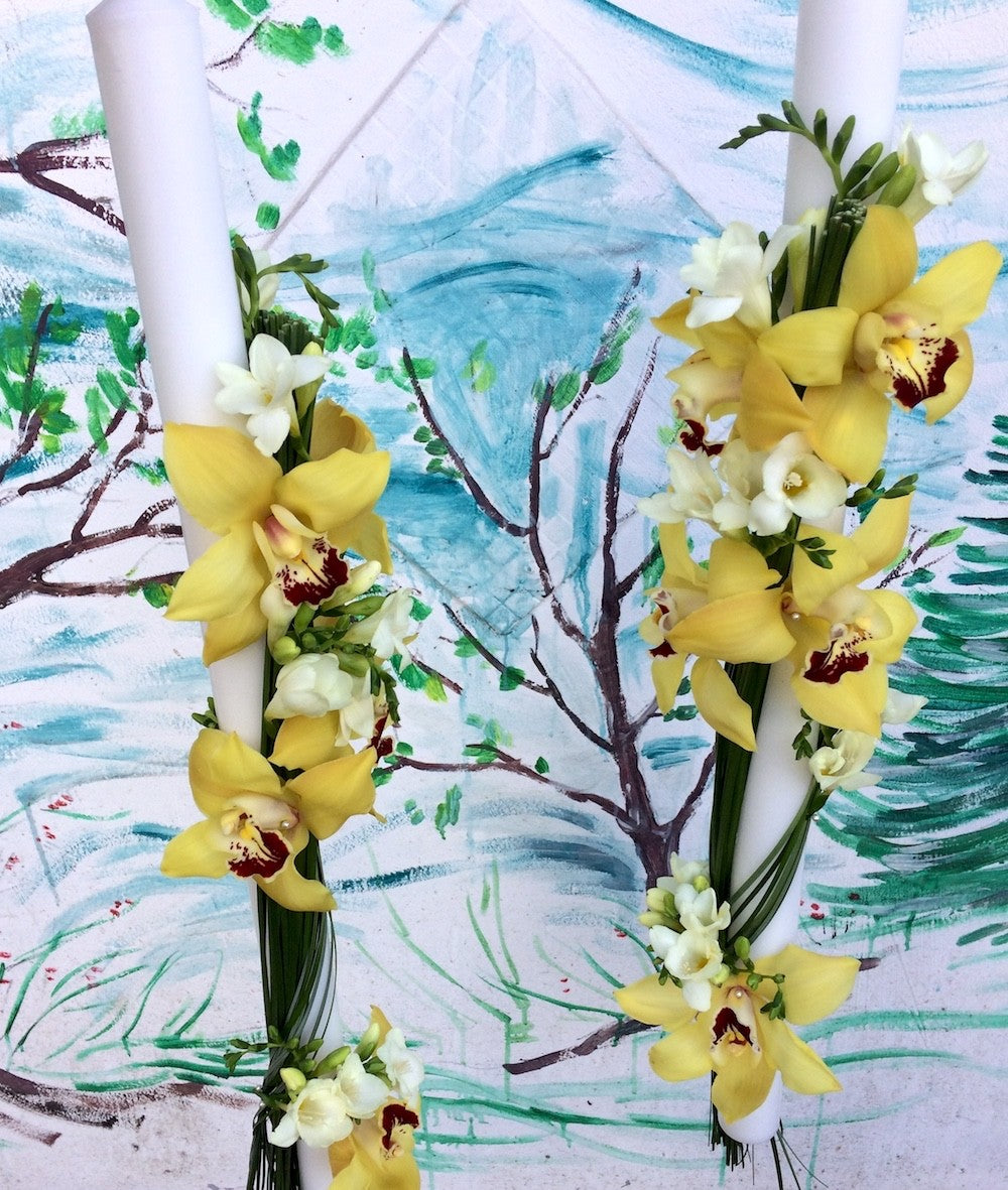 Lumanari nunta orhidee cymbidium galbena