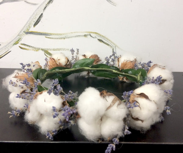 Coronita flori naturale bumbac si lavanda