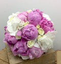 Buchet mireasa bujori si hortensie, livrare Bucuresti, pret atractiv