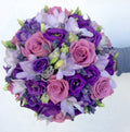 Buchet mireasa trandafiri mov si lavanda