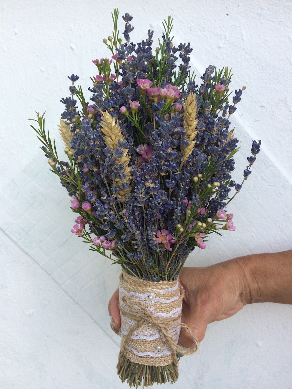 Buchet cununie rustic lavanda si spice de grau, pret atractiv, livrare Bucuresti