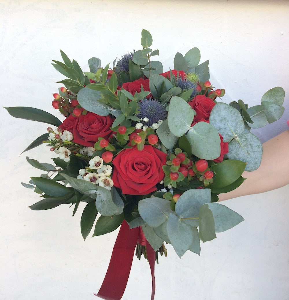 Buchet cununie civila eryngium si hypericum