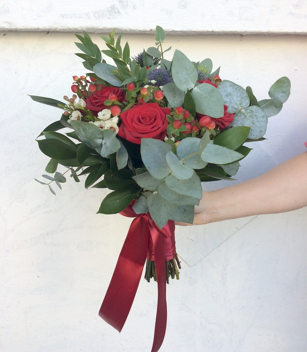 Buchet cununie civila eryngium si hypericum