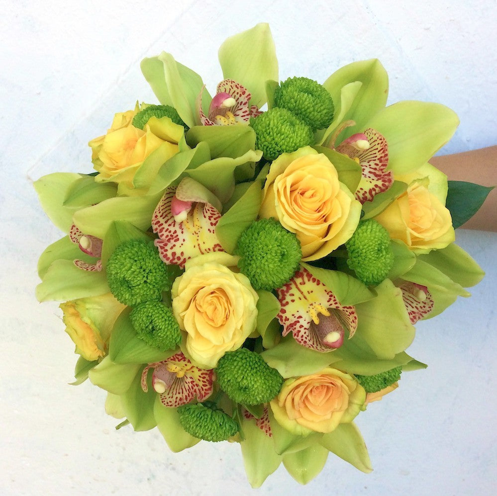 Buchet cununie sau mireasa verde orhidee cymbidium