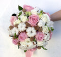 Buchete cununie bumbac si trandafiri roz, pret special, livrare in Bucuresti!