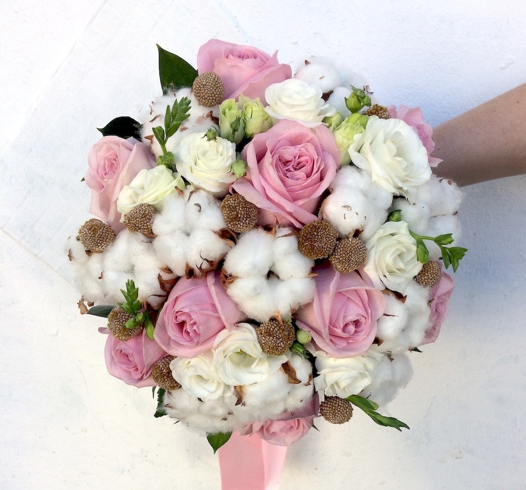 Buchete cununie bumbac si trandafiri roz, pret special, livrare in Bucuresti!