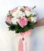 Buchete cununie bumbac si trandafiri roz, pret special, livrare in Bucuresti!