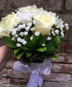 Buchet mireasa trandafiri si lisianthus, pret special, livrare in Bucuresti!