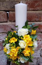 Lumanari nunta scurte frezii galbene, pret atractiv, livrare in Bucuresti