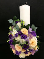 Lumanari nunta scurte minirose peach, pret atractiv, livrare in Bucuresti