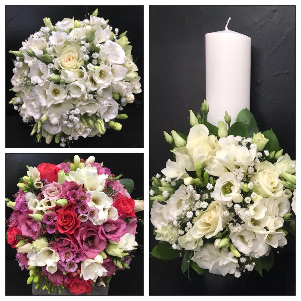 Pachet cununie complet - buchete si lumanari nunta scurte