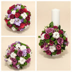 Pachet complet de nunta - buchete si lumanari cununie cu bumbac