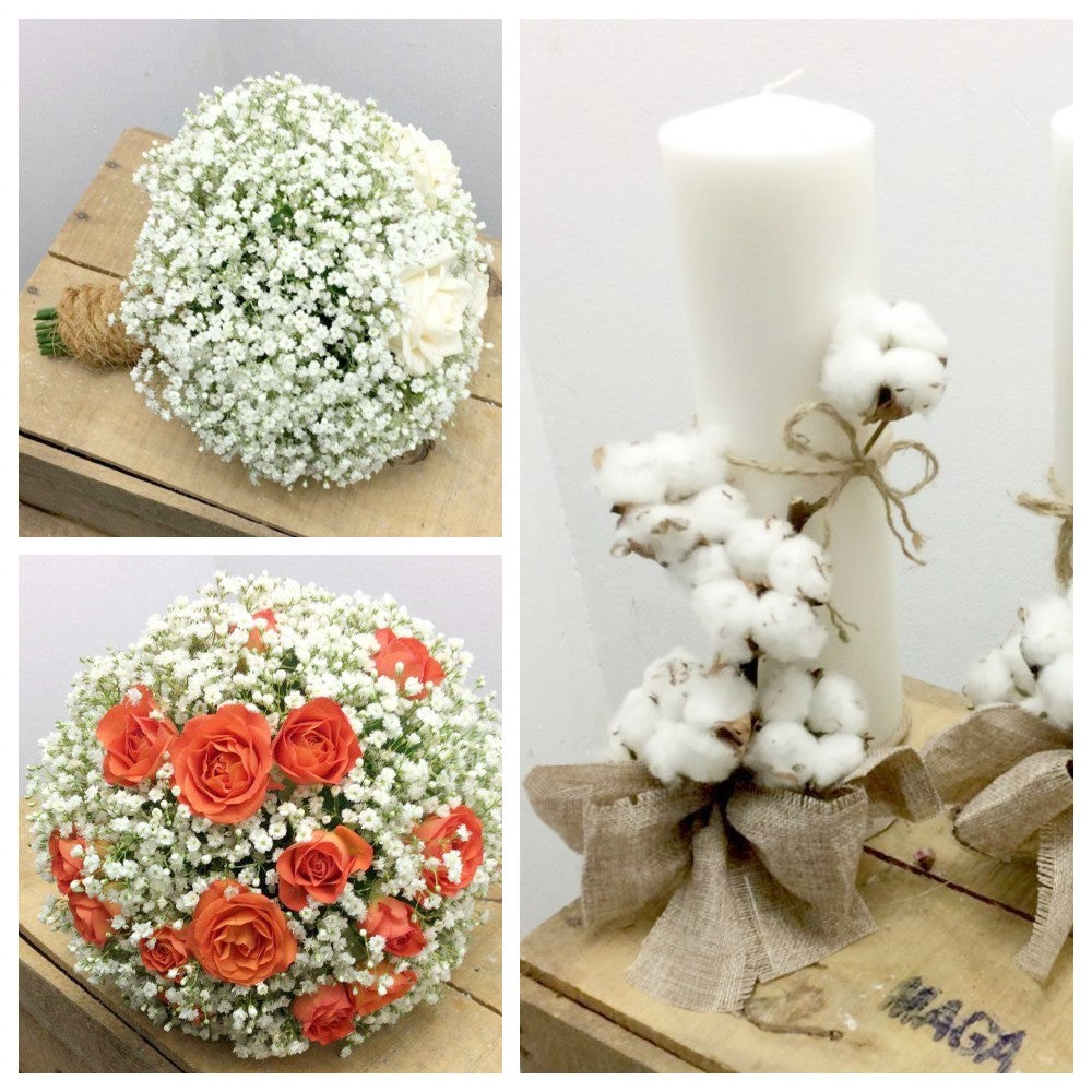 Pachet cununie - buchete si lumanari cu floarea miresei