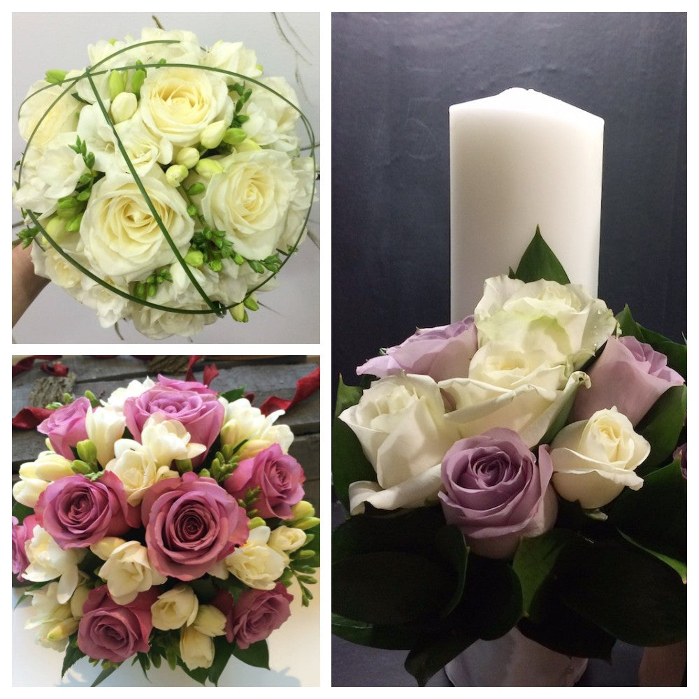 Pachet nunta ieftin - buchete si lumanari cununie trandafiri,