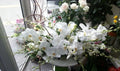 Aranjament de prezidiu din orhidee phalaenopsis si dendrobium alb