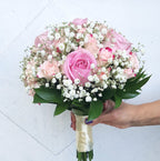 Buchet cununie trandafiri si minirose roz